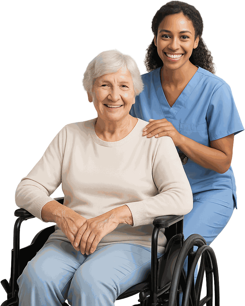 A caregiver with her senior client